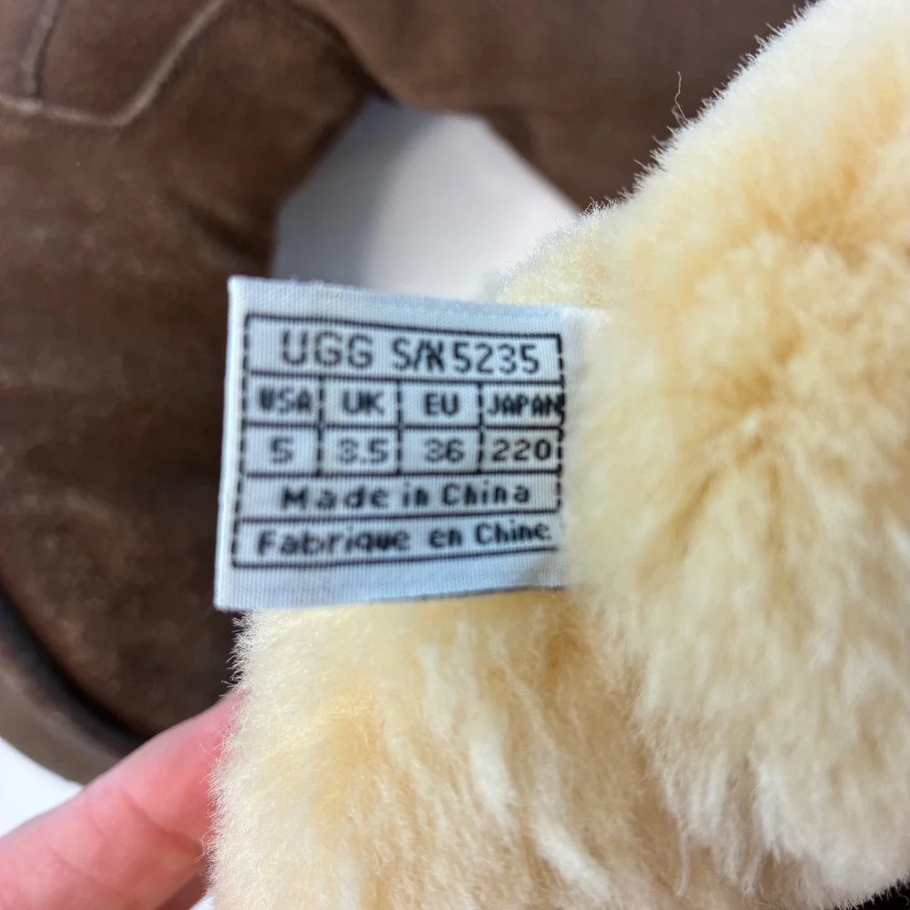 UGG Australia Sunset Tall Brown Suede Sheepskin Boots 5235 Womens Size 5